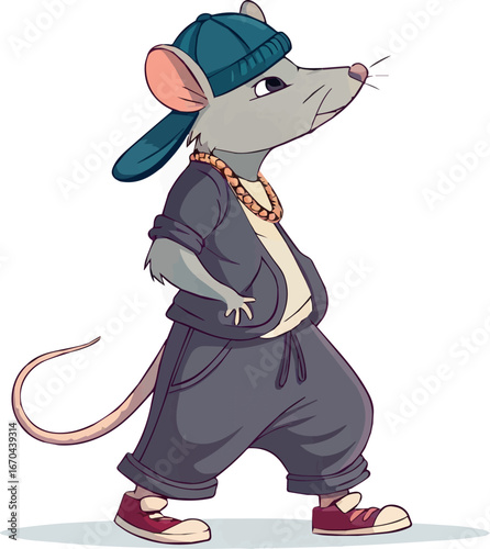 cartoon rat with swag