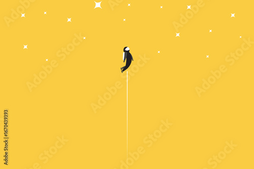 Business mission vector concept with astronaut fly. Symbol of future, strategy, success. Minimal eps10 illustration
