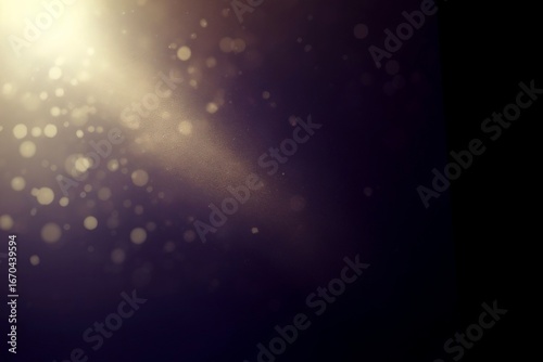 Abstract Dark Background with Glowing Golden Particles, Golden Bokeh Lights on Black Background, Sparkling Bokeh Effect, Gold Glitter in Darkness