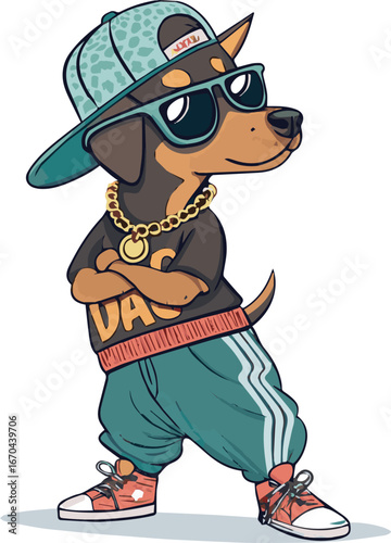 Cool Dog in Hip-Hop Gear