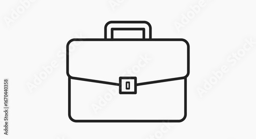 Simple line drawing of a briefcase, closed with a handle on top, isolated on a white background.