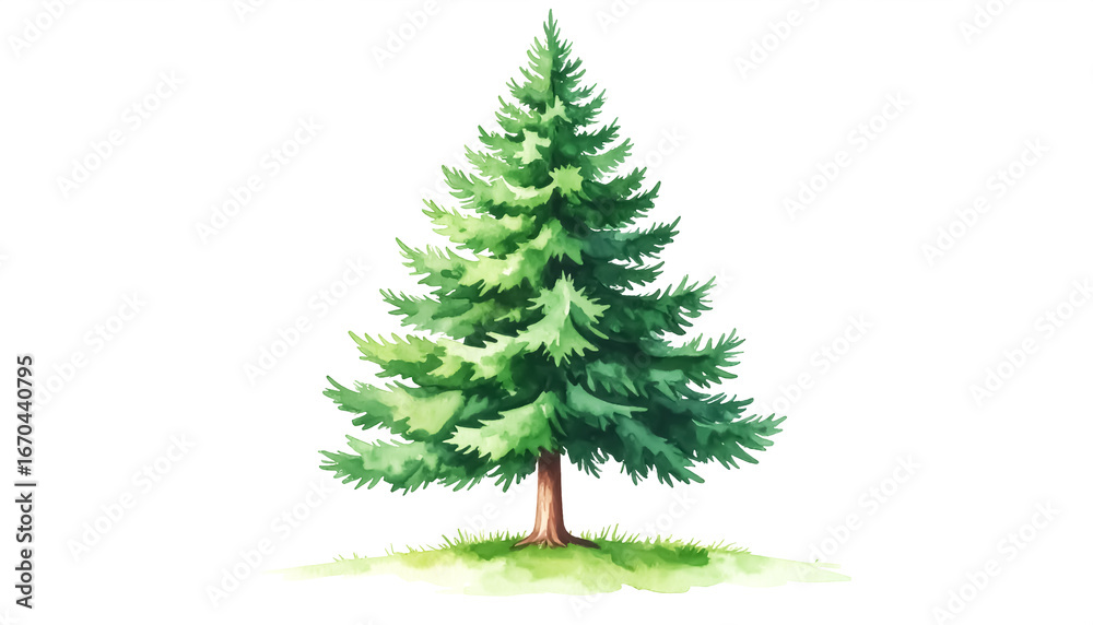 Fototapeta premium Christmas tree painting illustration
