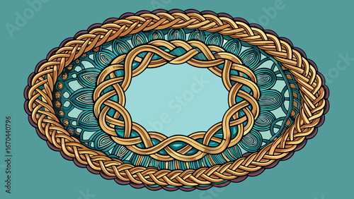 Circle Rope Frame Border With 3 Strand Braid Knot Ornament Pattern Vector Illustration