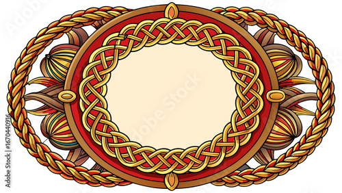 Circle Rope Frame Border With 3 Strand Braid Knot Ornament Pattern Vector Illustration