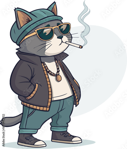 Cool Cat Smoking a Cigarette