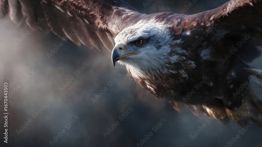 Fototapeta premium Majestic eagle in flight with sharp talons ready to strike
