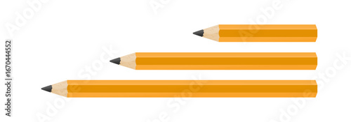 Set of wooden pencils in different lengths - vector illustration