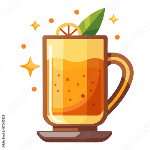 Flat style hot spiced cider mug illustration