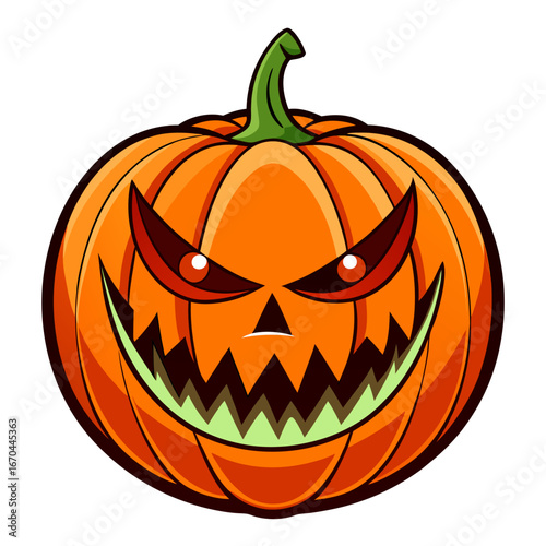 Scary jack o lantern grinning illustration