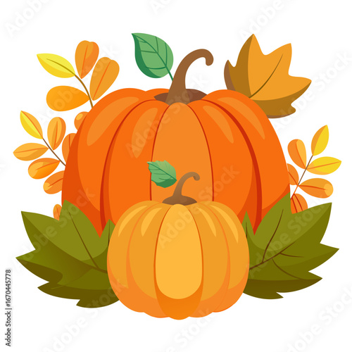 Autumn harvest pumpkins illustration on a clean white background