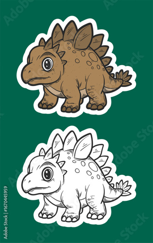 Armored Baby Ankylosaurus with Spikes Sticker Illustration