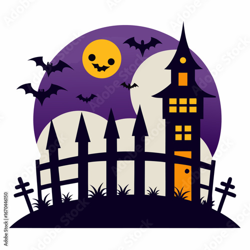 Spooky halloween fence illustration with a mysterious atmosphere
