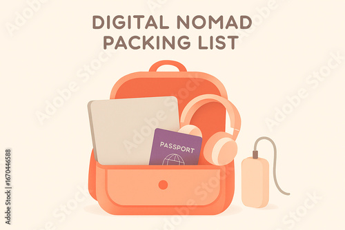 Minimalist Digital Nomad Packing List Essentials Illustration