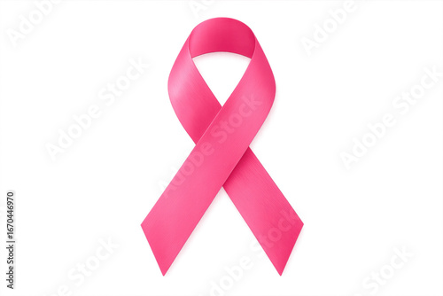 Pink ribbon representing breast cancer awareness on transparent background