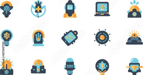 Creative icons depicting innovative technology for modern business solutions