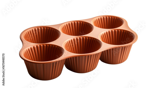 A silicone baking mold featuring six individual cups, designed for creating evenly shaped treats or desserts.