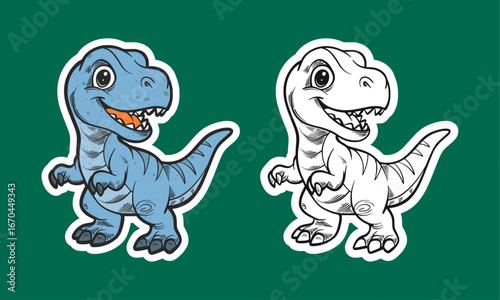 Happy Baby T-Rex Roaring Sticker Illustration