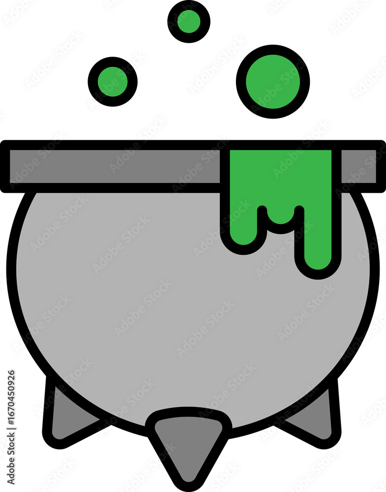 Naklejka premium Halloween Cauldron Icon Spooky Witch Pot for Party Flyers Social Media and Branding. Spooky Halloween cauldron icon featuring a witch pot with bubbling potion. Perfect for flyers, banners.