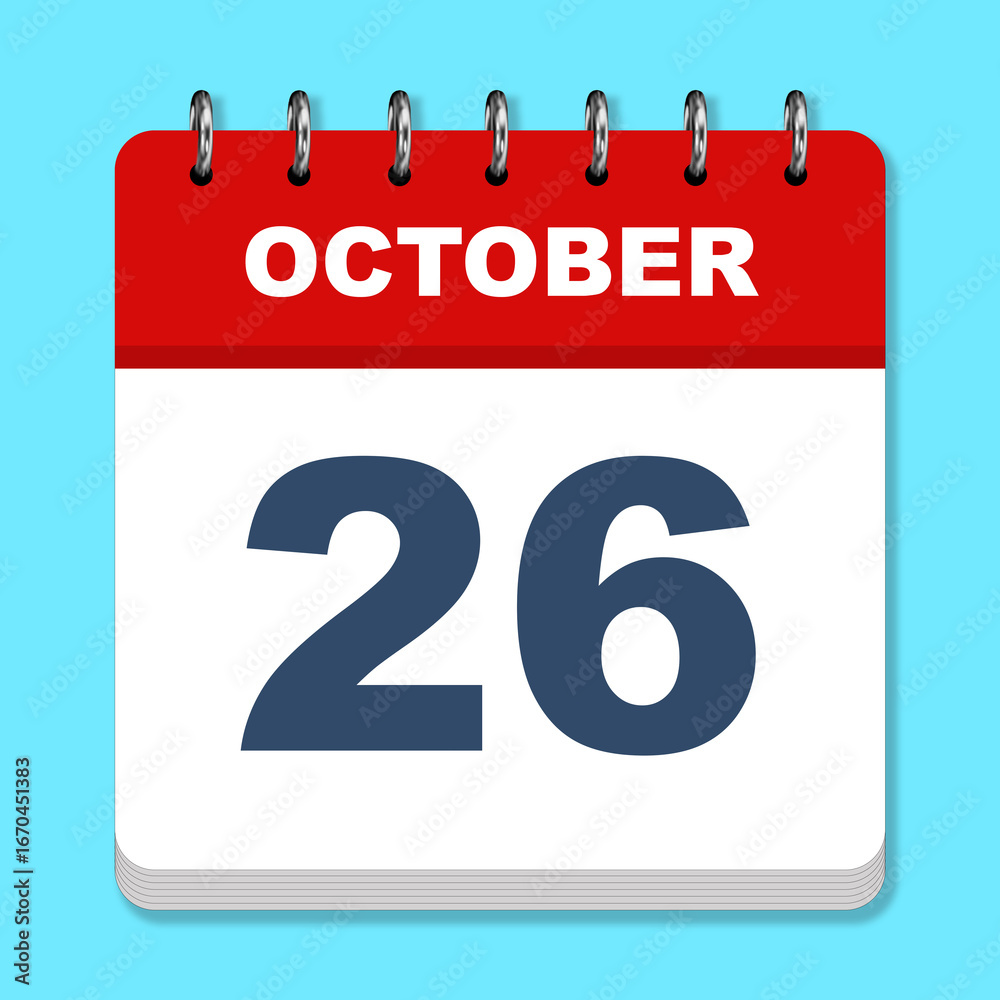 Fototapeta premium October calendar icon on a blue background
