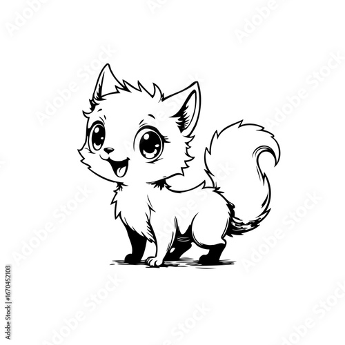 Adorable cartoon kitten vector illustration showcasing a playful pet with an expressive design and