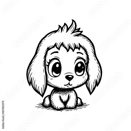Adorable puppy character with captivating eyes a delightful illustration for playful children's