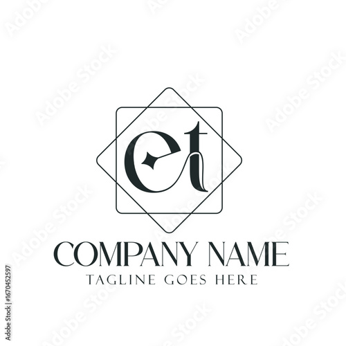 Letter ET or TE Creative Luxury Vector Logo Design for Jewelry, Boutique, and Business