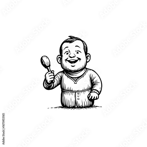 Cheerful baby illustration holds rattle radiating joy innocence early development representing