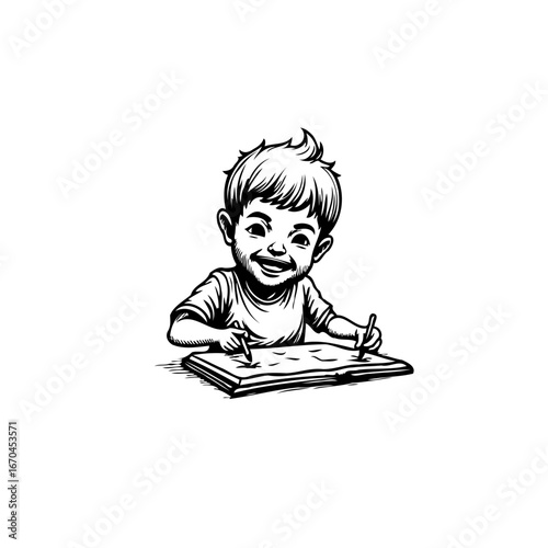Delightful sketch of a child engrossed in drawing evoking creativity imagination and youthful