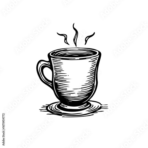 Elegant simplicity: A hand-drawn steaming mug of coffee invites warmth and reflection providing a