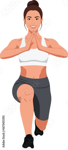 Woman exercising in sportswear performing lunge workout for fitness and health improvement in active lifestyle 