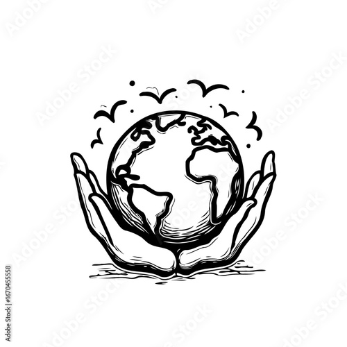 Gentle hands cradling the world symbolizing global care and sustainability creating a beautiful