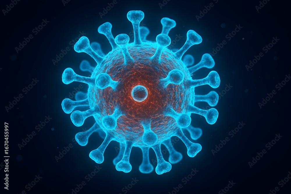 Obraz premium Virus Cell 3D Glowing Model 