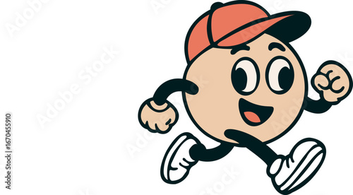 Flat vector illustration of a cute cartoon character with a round body