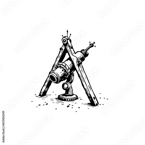Intricate antique astronomical telescope illustration showcasing scientific exploration and