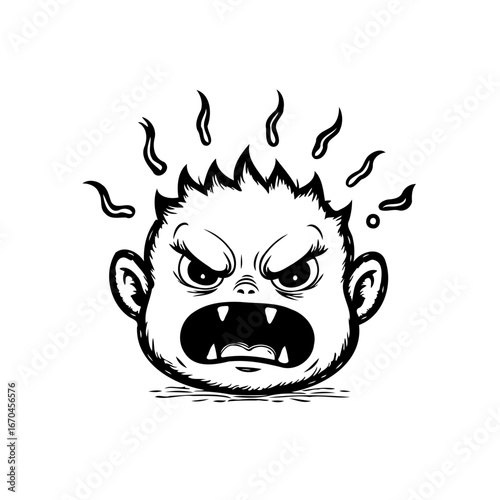 Irritated cartoon face showcasing anger and emotional outrage through expressive artwork creating