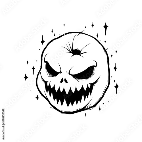 Spooky halloween pumpkin face vector illustration perfect for graphic design with eerie atmosphere