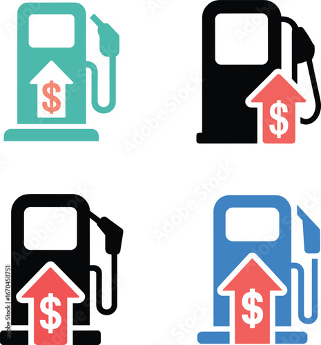 Rising fuel prices depicted with gas pump icons and dollars