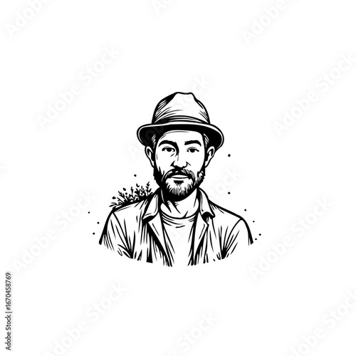 Stylized depiction of a pensive gentleman wearing a hat, showcasing confident expression and