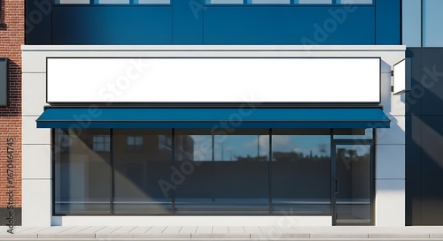 Urban Shop with Awning Mockup – Blank Sign