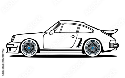 vector silhouette of a modern sports electric car, line art