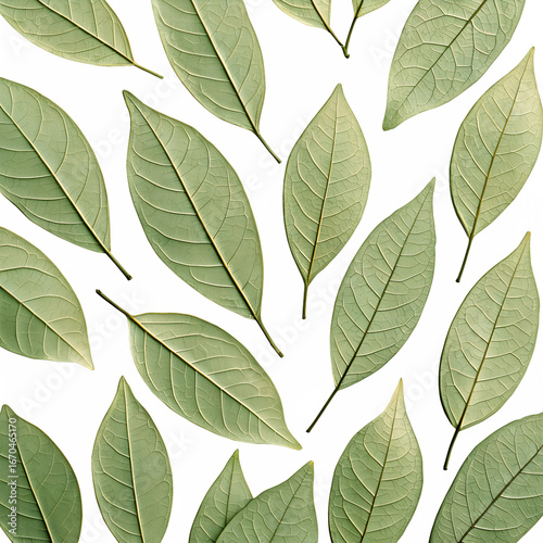 green leaves pattern white background botanical nature design