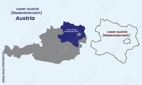 Map of Austria, Map of Austria states, Burgenland, Carinthia, Lower Austria, Upper Austria, Salzburg, Styria, Tyrol (Tirol), Vorarlberg, Vienna.
