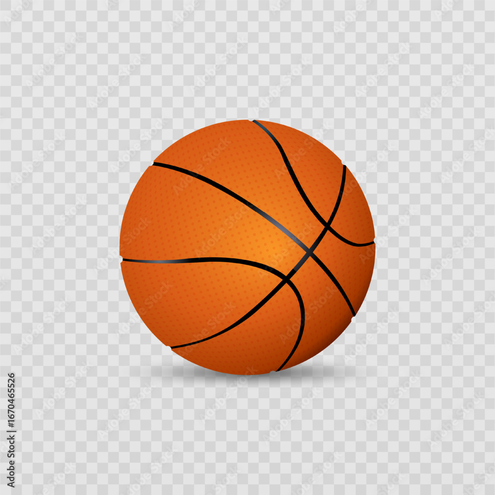 Fototapeta premium Vector realistic basketball ball isolated on transparent background.