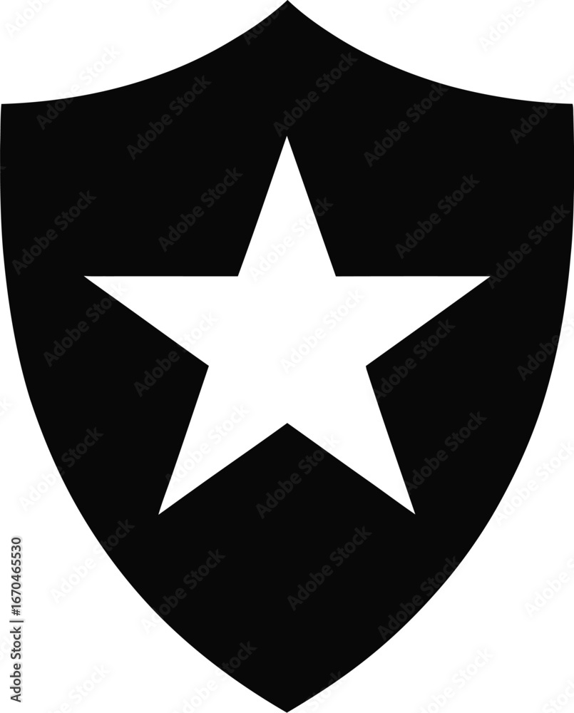 Fototapeta premium Black shield white star emblem