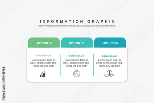 design template banner infographic. 3 step process information or presentation with icons