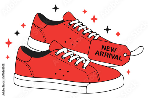 Red Sneakers New Arrival Promotion Footwear Fashion Graphic