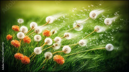 Colorful flowers dancing in the gentle breeze.