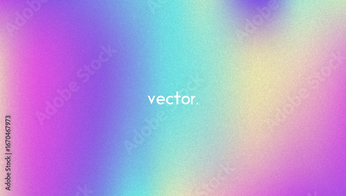 Noise Gradient Background. Abstract Grainy Bg In Pink, Purple And Blue Colors. Iridescent Hologram. Pearlescent Holographic Texture With Rainbow Foil. Modern Film Photo With Fluorescent Dust