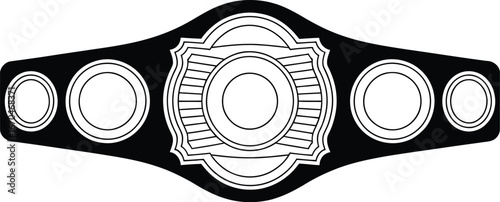 Championship belt with circular emblems award trophy