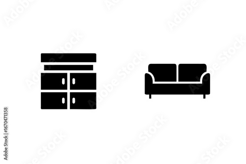 Silhouette icons a dresser a sofa furniture chest